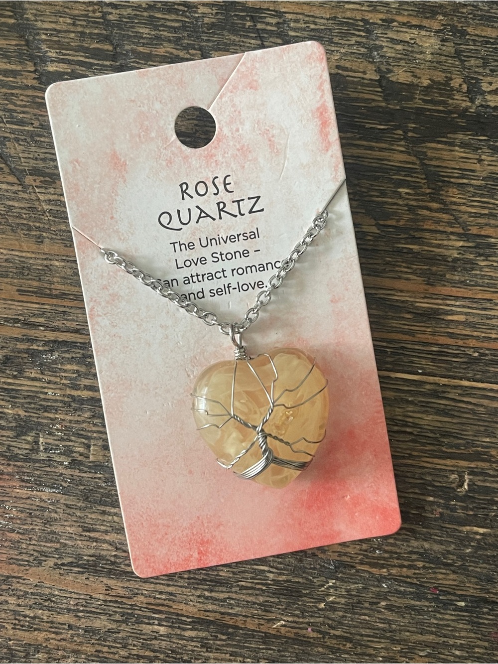 Spencer's Yellow Rose Quartz Heart Pendant Necklace - Silver Tone Wire